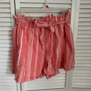 Francesca's Collections Pink Striped High Waist Shorts